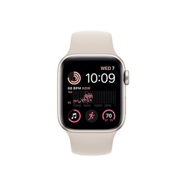image of Apple Watch SE 2nd Generation (GPS) 40mm Aluminum Case with Starlight Sport Band - M/L - Starlight with sku:bb21207836-6340235-bestbuy-apple