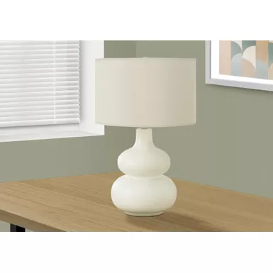 Lighting - 25"H Table Lamp Cream Ceramic / Ivory Shade