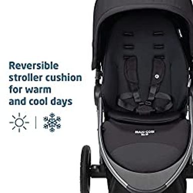 Maxi-Cosi Gia XP Luxe 3-Wheel Travel System, Nimble 3-Wheel maneuverability with All-Terrain Tires and Front-Wheel Suspension, Midnight...