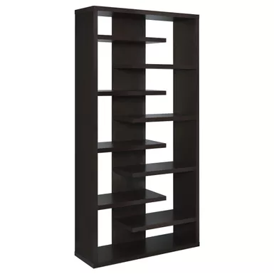 image of Altmark Bookcase with Staggered Floating Shelves Cappuccino with sku:800265-coaster