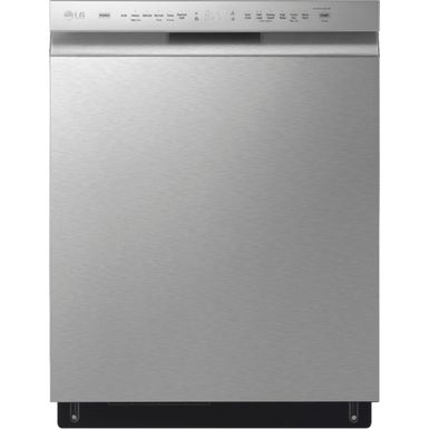 image of LG - 24" Front Control Smart Built-In Stainless Steel Tub Dishwasher with 3rd Rack, Quadwash, and 48dba - Stainless steel with sku:bb21698630-6448637-bestbuy-lg