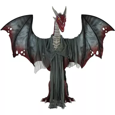 6-Ft. Tall Motion-Activated Brimstone Dragon, Premium Halloween Animatronic, Plug-In