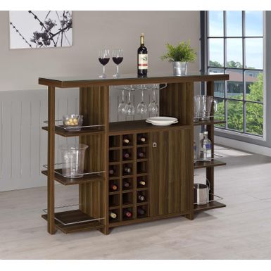 image of Bar Unit with Wine Bottle Storage Walnut with sku:100439-coaster
