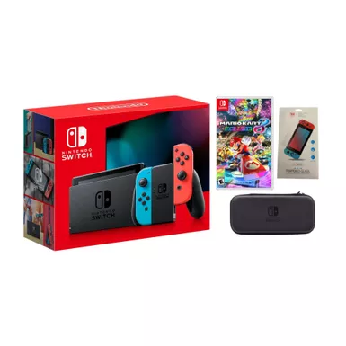 image of Nintendo Switch Neon + Mario Kart 8 Deluxe Bundle with Accessories with sku:hadskabaa-3-streamline