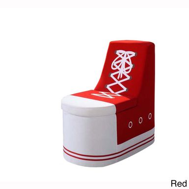 image of Denim Sneaker Shoe Storage Ottoman - Red with sku:hzpfwgflrpe9dd5zekwyfastd8mu7mbs-overstock