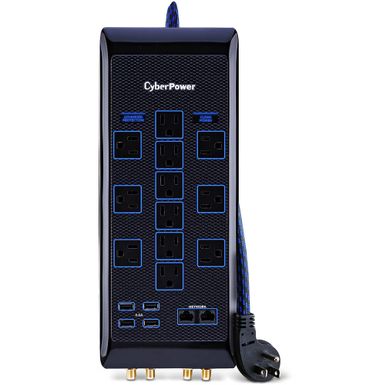 image of CyberPower HT1206UC2 12 Outlet Surge Protector with sku:ht1206uc2-electronicexpress
