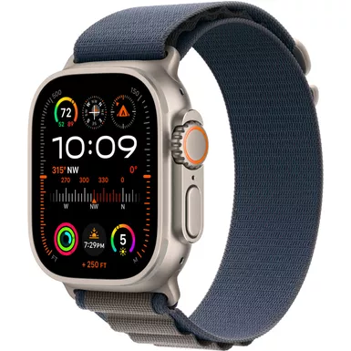 image of Apple Watch Ultra 2 (GPS + Cellular) 49mm Titanium Case with Blue Alpine Loop - Small - Titanium with sku:mrek3ll/a-streamline