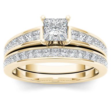 image of De Couer 14K Yellow Gold 1ct TDW Princess-Cut Diamond Engagement Ring Set - 8.5 with sku:qmui8fhq1fsu4eohmfra_wstd8mu7mbs-imp-ovr