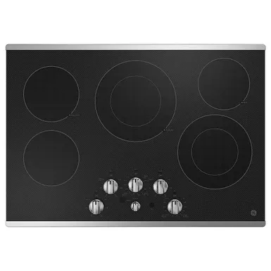 image of GE 30 inch Stainless Steel 5 Burner Electric Built-In Cooktop with sku:jep5030stss-electronicexpress