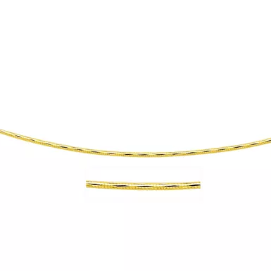 14k Yellow Gold Round Omega Necklace with Diamond Cuts (1.5 mm) (16 Inch)