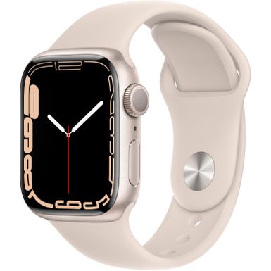 image of Apple Watch Series 7 (GPS) 45mm Starlight Aluminum Case with Starlight Sport Band Starlight with sku:mkn63ll/a-streamline
