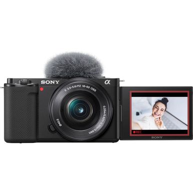 image of Sony - Alpha ZV-E10 Kit Mirrorless Vlog Camera with 16-50mm Lens - Black with sku:bb21810621-6473808-bestbuy-sony