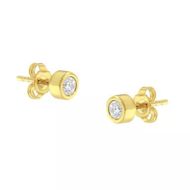 10K Yellow Gold 1/4ct. TDW Diamond Bezel Stud Earrings (H-I,SI2-I1)