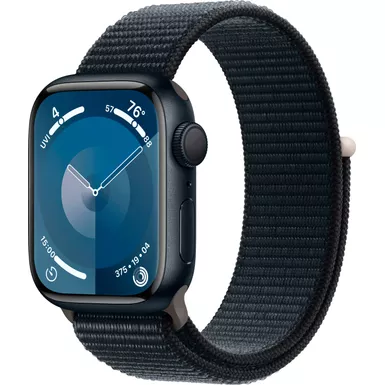 image of Apple Watch Series 9 GPS 41mm Aluminum Case with Midnight Sport Loop - Midnight with sku:bb22269411-bestbuy