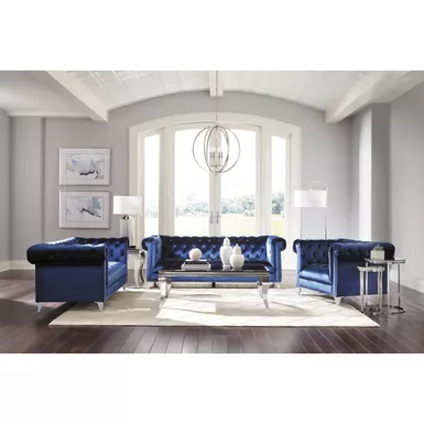 image of Bleker Tufted Tuxedo Arm Chair Blue with sku:509483-coaster