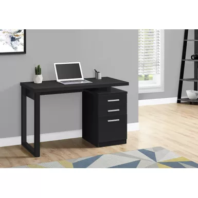 Computer Desk/ Home Office/ Laptop/ Left/ Right Set-up/ Storage Drawers/ 48"L/ Work/ Laminate/ Black/ Contemporary/ Modern