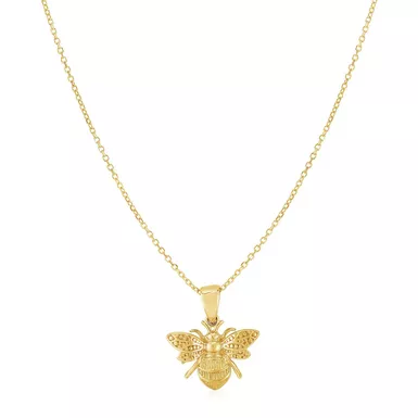 14K Yellow Gold Bee Necklace (18 Inch)