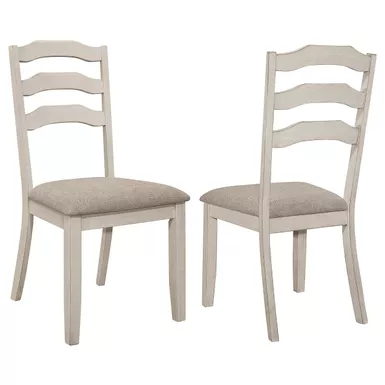 image of Ronnie Ladder Back Padded Seat Dining Side Chair Khaki and Rustic Cream (Set of 2) with sku:108052-coaster