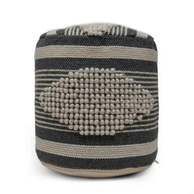 image of Lucknow Indoor Handcrafted Cylinder Pouf by Christopher Knight Home - White + Denim with sku:oa63akqotla98_ssxyxuzastd8mu7mbs-overstock