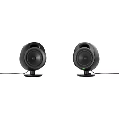 image of New SteelSeries Arena 3 Full-Range 2.0 Gaming Speakers  Immersive Audio  On-Speaker Controls  4" Speaker Drivers  Wired & Bluetooth  3.5mm Aux  PC, Mac, Mobile  Adjustable Stand with sku:b09knybt4q-amazon