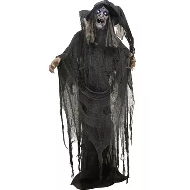 Life-Size Animatronic Witch with Lights and Sound, Indoor/Covered Outdoor Halloween Decoration