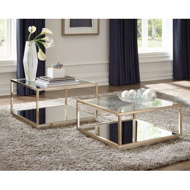 image of 2-piece Square Occasional Set Rose Brass with sku:722660-coaster
