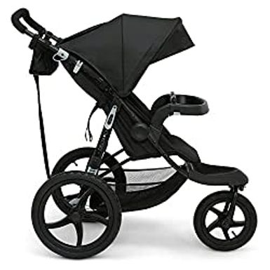 Delta Children Apollo Jogging Stroller - Shock Absorbing Frame with Large Canopy & Recline - Car Seat Compatible, Black