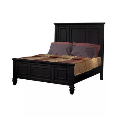 image of Sandy Beach Queen Panel Bed with High Headboard Black with sku:201321q-coaster
