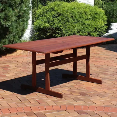 image of Sunnydaze Meranti Wood 6-Foot Dining Table - Brown with sku:xd-0qn_jpmt354zbek6q0astd8mu7mbs-overstock
