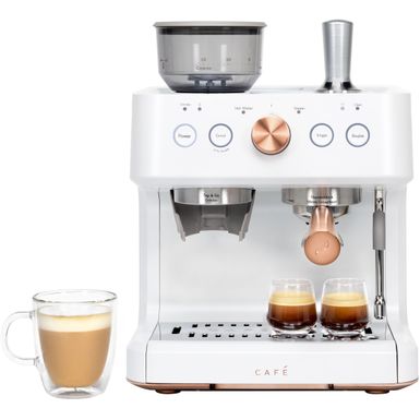image of Café - Bellissimo Semi-Automatic Espresso Machine with 15 bars of pressure, Milk Frother, and Built-In Wi-Fi - Matte White with sku:bb21814568-6474528-bestbuy-gecafe