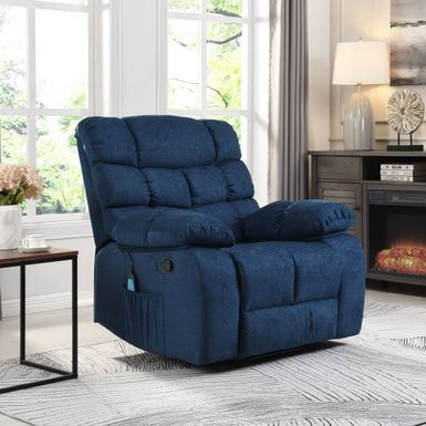 image of Blackshear Indoor  Pillow Tufted Massage Recliner by Christopher Knight Home - Black + Navy Blue with sku:pc_frjmwn0_h5biopvwzbastd8mu7mbs-overstock