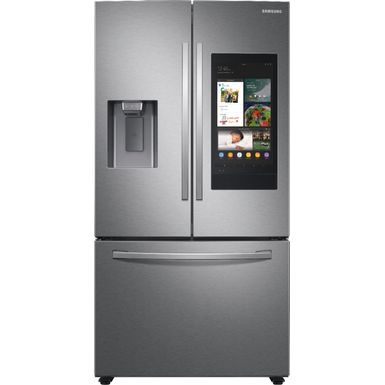 image of Samsung - 26.5 cu. ft. Large Capacity 3-Door French Door Refrigerator with Family Hub and External Water&Ice Dispenser - Stainless steel with sku:bb21490307-6401622-bestbuy-samsung