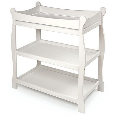 image of Badger Basket Sleigh-style White Changing Table with sku:8ujtloe0kwa9wts9fh96kg-bad-ovr