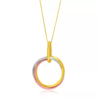 image of 14k Tri Color Gold Open Interlaced Ring Pendant 18 (18 Inch) with sku:d94740044-18-rcj