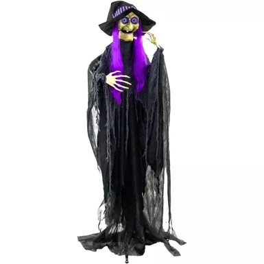 Life-Size Witch Prop with Lights and Sound, Indoor/Covered Outdoor Halloween Decoration