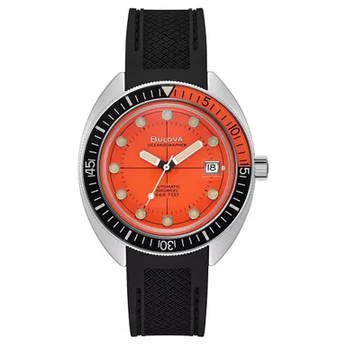 Bulova - Mens Devil Diver Orange & Black Strap Watch Orange Dial