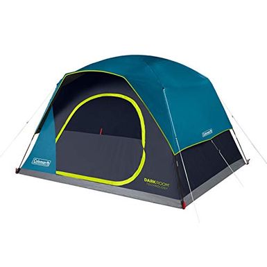 image of Coleman 6-Person Dark Room Skydome Camping Tent, Blue with sku:b07xhyjtxd-col-amz