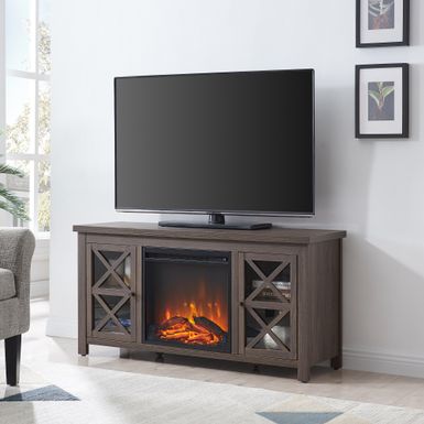 image of Colton TV Stand with Log Fireplace Insert - Alder Brown with sku:egxkrhdvezestgiojk7jpqstd8mu7mbs-overstock