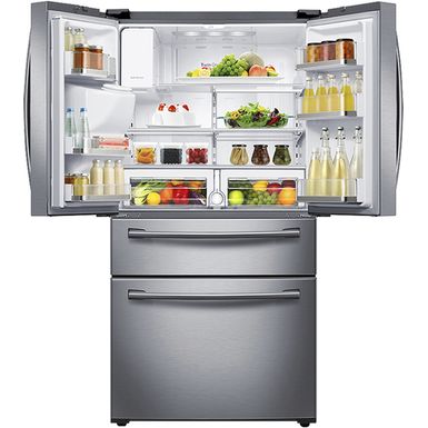 samsung door refrigerator french cu rf28hmedbsr ft stainless steel refrigerators water ice capacity dispenser external rf25hmedbsr fingerprint resistant freezer bottom