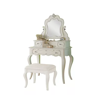 ACME Edalene Vanity Desk w/Mirror, Pearl White