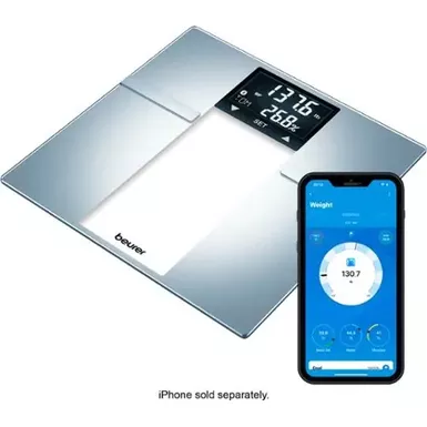 image of Beurer - Bluetooth Digital Body Weight Scale - Silver with sku:bb22209680-bestbuy