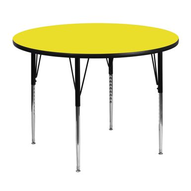 image of 48'' Round HP Laminate Activity Table - Adjustable Legs - Yellow with sku:b5hpo1hc0xoixwbktw8aawstd8mu7mbs-overstock