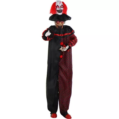 Animatronic Pop-Up Two-Headed Clown with Light-Up Eyes for Scary Halloween Decoration