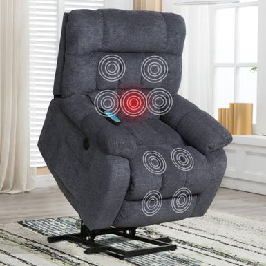 image of Power Lift Recliner with Heat and Massage, Heavy Reclining Chair - Grey with sku:lqquumazufial5s7vgxjwastd8mu7mbs-dre-ovr