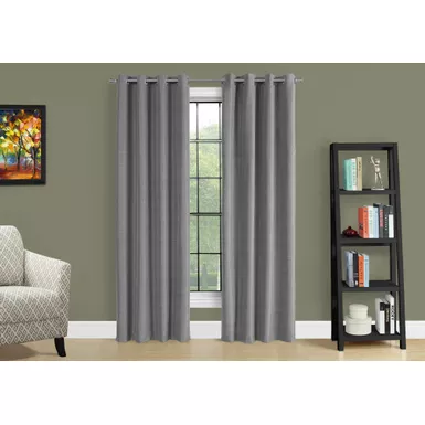 image of Curtain Panel/ 2pcs Set/ 54"W X 95"L/ 100% Blackout/ Grommet/ Living Room/ Bedroom/ Kitchen/ Thermal Insulation/ Polyester/ Grey/ Contemporary/ Modern with sku:i-9842-monarch