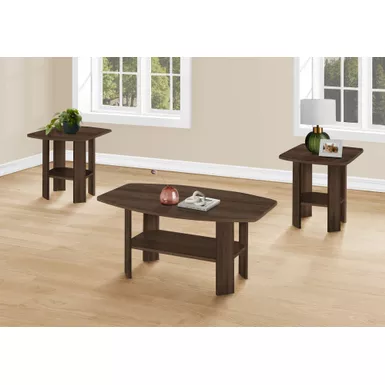 image of Table Set/ 3pcs Set/ Coffee/ End/ Side/ Accent/ Living Room/ Laminate/ Walnut/ Transitional with sku:i-7872p-monarch