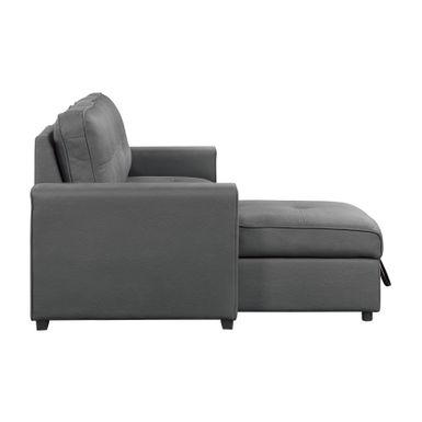 Nico Sectional Sofa Chaise with Pull-out Bed - Taupe (Microfiber)