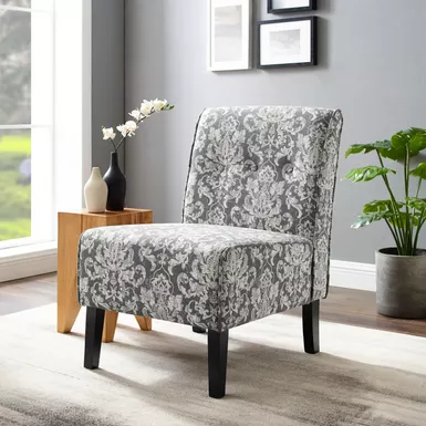 Charlene Accent Chair Gray Damask