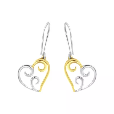 10K Yellow Gold Heart Dangle Earrings