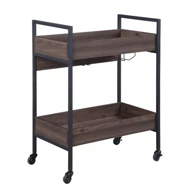 ACME Jerrick Serving Cart, Walnut & Black Finish